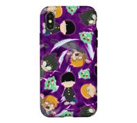 Custodia per iPhone X/XS Mob Psycho 100 Repeating Chibi Characters on Purple Anime