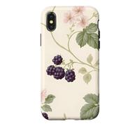Custodia per iPhone X/XS Modello Cottagecore del fiore rosa del rovo della mora