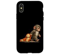 Custodia per iPhone X/XS Monkey Punch Baby Macaque Little Punch Big Cute Love peluche