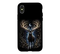 Custodia per iPhone X/XS Moonlit Mystic Deer Fantasy Foresta Grafica