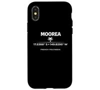 Custodia per iPhone X/XS Moorea Polinesia Francese Coordinate Isola Design