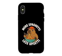 Custodia per iPhone X/XS More Spaghetti Less Upsetti Capybara Spaghetti divertenti per bambini