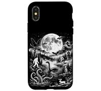 Custodia per iPhone X/XS Mostri leggendari sotto la luna Folklore Paranormale