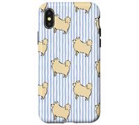 Custodia per iPhone X/XS Motivo a righe Pomerania Blu e Bianco Dog Art