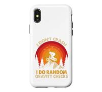Custodia per iPhone X/XS Mountain bike divertente "I Don't Crash I Do Random Gravity Checks