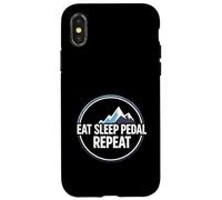 Custodia per iPhone X/XS Mountain Biking Cyclist Eat Sleep Pedal Repeat