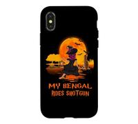 Custodia per iPhone X/XS My Bengal Rides Shotgun Cat and Witch Halloween Costume