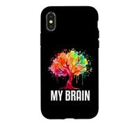 Custodia per iPhone X/XS My Brain Tree Rainbow Splash Neurodivergente Adulto