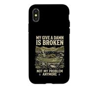 Custodia per iPhone X/XS My Give A Damn Is Broken Funny Retirement Fishing Dad