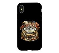 Custodia per iPhone X/XS My Service Americas Freedom Veteran Eagle Flag Patriots 1776