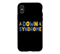 Custodia per iPhone X/XS Nastro giallo blu motivazionale per la consapevolezza della sindrome di Down
