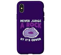Custodia per iPhone X/XS Never Judge A Rock dalla copertina Funny Rockhounding