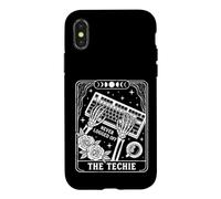Custodia per iPhone X/XS Never Logged Off Techie Tarot Skeleton Coder Coffee