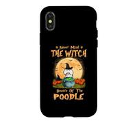Custodia per iPhone X/XS Never Mind The Witch Attenti al cane barboncino Halloween