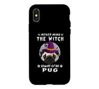 Custodia per iPhone X/XS Never Mind The Witch Beware Of Pug Dog Halloween