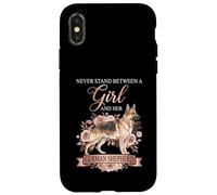 Custodia per iPhone X/XS Never Stand Between A Girl and Her German Shepherd Floral