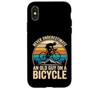 Custodia per iPhone X/XS Never Underestimate An Old Guy On A Bicycle Bici