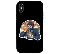 Custodia per iPhone X/XS Ninja Eating Ramen Noodles Lover Traditional Japanese Art