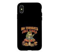 Custodia per iPhone X/XS No Thoughts Just Vibes Frog Mindfulness Meditation Mushroom