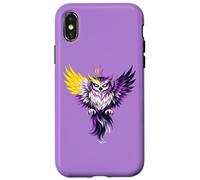 Custodia per iPhone X/XS Nonbinary Owl Bird Enby NB Pride Flag Colors Tattoo Style
