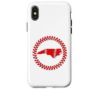 Custodia per iPhone X/XS North Carolina Baseball Stitch Circle Emblema Carolinian Ball