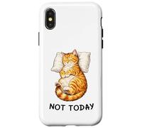 Custodia per iPhone X/XS Not Today Lazy Sleeping Orange Cat Meme Funny Morning Mood