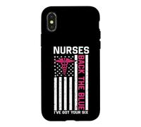 Custodia per iPhone X/XS Nurse Back The Blue I've Got Your Six American Flag