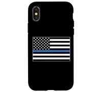 Custodia per iPhone X/XS Nurse Police Wife Officer Thin Blue Line Heart Flag