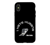Custodia per iPhone X/XS odio persone amore treni nerd autista asperger