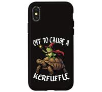 Custodia per iPhone X/XS Off to Cause a Kerfuffle Funny Whimsical Frog Wizard Turtle