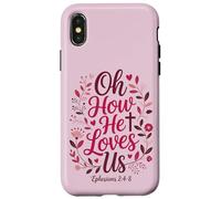 Custodia per iPhone X/XS Oh come ci ama San Valentino Cristiano Gesù Fede