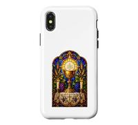 Custodia per iPhone X/XS Opera d'arte a mosaico gotico cattolico calice ed eucaristia