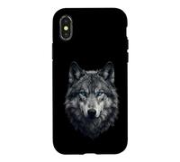 Custodia per iPhone X/XS Opera d'arte mistica con lupo e occhi azzurri