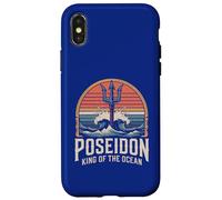 Custodia per iPhone X/XS Opera d'arte retrò Poseidon King of the Ocean Trident Waves