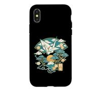 Custodia per iPhone X/XS Origami giapponese cigno e arte di montagna