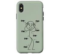 Custodia per iPhone X/XS Ow Ow Stick Character Figure Humor Chronic Pain Awareness