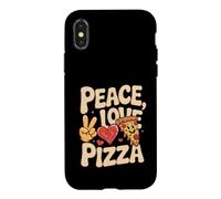 Custodia per iPhone X/XS Pace Amore Pizza Divertimento Retro Fast Food Amanti Meme Pizza Viso