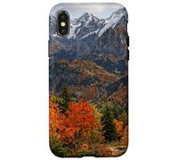 Custodia per iPhone X/XS Paesaggio panoramico delle cime delle montagne della valle d'autunno al