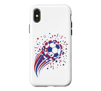 Custodia per iPhone X/XS Pallone da calcio dinamico, frammenti frantumati, stelle e coriandoli