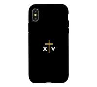 Custodia per iPhone X/XS Papa Leone XIV numero romano con Croce sottile Gesù
