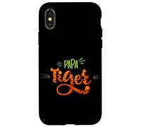 Custodia per iPhone X/XS Papa Tiger Graphic T Shirt, Happy Father's Day, Cool Dad