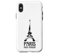 Custodia per iPhone X/XS Paris Mon Amour - Torre Eiffel Grafica Artistica a Pennello