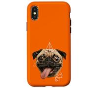 Custodia per iPhone X/XS Parodia meme matematica cane carlino dagli occhi selvaggi
