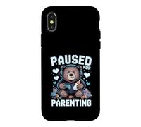 Custodia per iPhone X/XS Paused For Parenting Gamer Bear Nuovo genitore