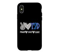 Custodia per iPhone X/XS Peace Love Cure Diabetes Awareness T2D Diabetes