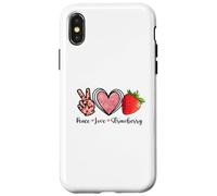 Custodia per iPhone X/XS Peace Love Strawberry Shirts Farmer Fragole Amante Frutta