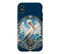 Custodia per iPhone X/XS Pellicano costiero Art Nouveau Ocean Bird Anchor