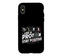 Custodia per iPhone X/XS Pensa come un protone Rimani positivo Umorismo scientifico