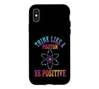 Custodia per iPhone X/XS Pensa come un protone Sii positivo Scienza Chimica Giochi di parole