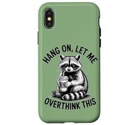 Custodia per iPhone X/XS Pensare troppo procione con caffè amante degli animali